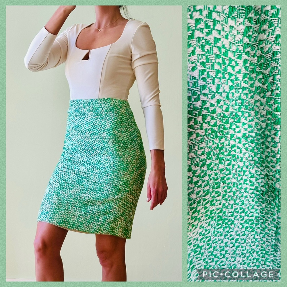 J. Crew No. 2 Textured Green Knee-Length Pencil Skirt